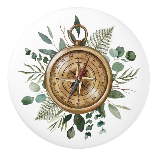水彩の葉コンパス セラミックノブ (正面)