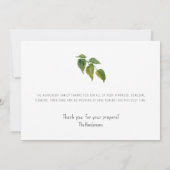 水彩の葉ステムシンプル葬儀ありがとう サンキューカード (裏面)