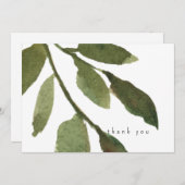 水彩の葉ステムシンプル葬儀ありがとう サンキューカード (正面/裏面)