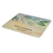 水彩の葉ファミリ名 カッティングボード (角)