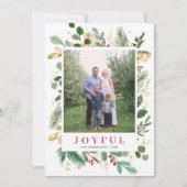 水彩の葉フレーム |ホリデーフォトカード シーズンカード (正面)