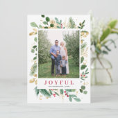 水彩の葉フレーム |ホリデーフォトカード シーズンカード (スタンド正面)