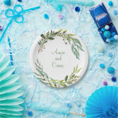 水彩の葉リース ペーパープレート (パーティー)