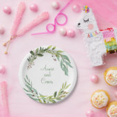 水彩の葉リース ペーパープレート (パーティー)