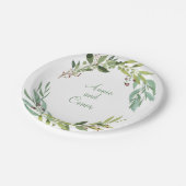 水彩の葉リース ペーパープレート (アングル)