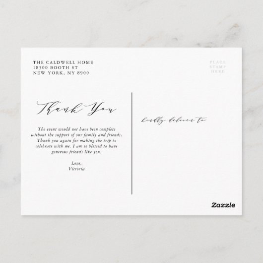 水彩の葉写真卒業ありがとう ポストカード (裏面)