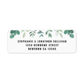 水彩の葉差出人住所ラベル ラベル (正面)