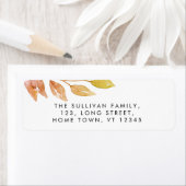 水彩の葉差出人住所 ラベル (インサイチュ)