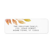 水彩の葉差出人住所 ラベル (正面)