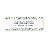 水彩の葉差出人住所 ラベル (正面)