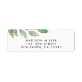 水彩の葉差出人住所 ラベル (正面)