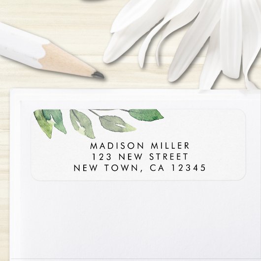 水彩の葉差出人住所 ラベル
