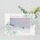 水彩の葉星写真メリークリスマス シーズンカード (スタンド正面)