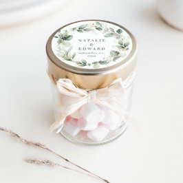 水彩の葉結婚式の引き出物 ラウンドシール