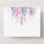 水彩の葉　インディゴピンクのウェディングアフターパーティー オールインワン招待状 (裏面)