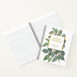 水彩の葉　エレガント　ゴールド　プロフェッショナル ノートブック