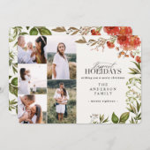 水彩の葉、写真数々のクリスマス シーズンカード (正面/裏面)