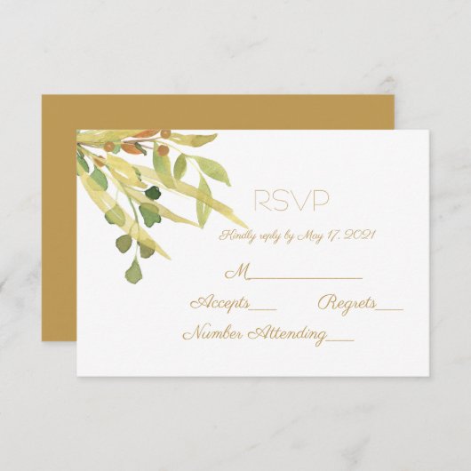 水彩の葉 出欠カード (正面/裏面)