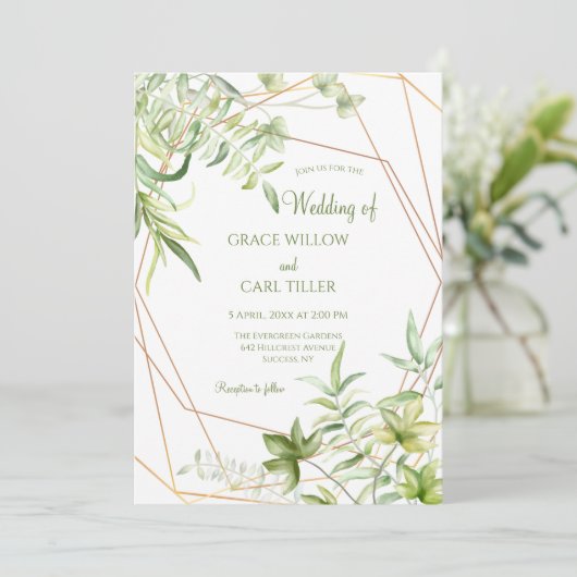 水彩の葉 招待状 (スタンド正面)