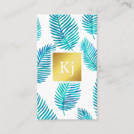 水彩の葉(金ゴールド付) 名刺