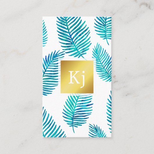 水彩の葉(金ゴールド付) 名刺 (正面)