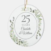 水彩の葉 25周年結婚記念日 セラミックオーナメント (左)