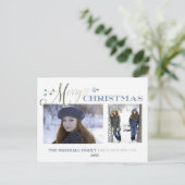 水彩の葉 | 2 枚の写真 | メリークリスマス シーズンポストカード (スタンド正面)