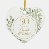 水彩の葉 50周年結婚記念 セラミックオーナメント (正面)