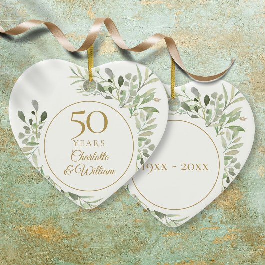 水彩の葉 50周年結婚記念 セラミックオーナメント