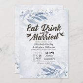 水彩の葉 EAT ドリンク＆ビーマリッジ ウェディング 招待状 (正面/裏面)