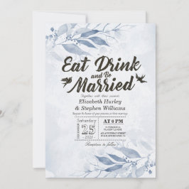水彩の葉 EAT Drink & Be Married ウェディング 招待状