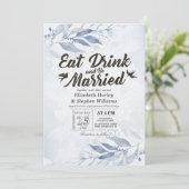 水彩の葉 EAT Drink & Be Married ウェディング 招待状 (スタンド正面)