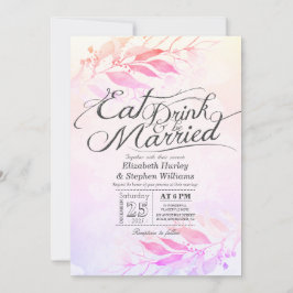 水彩の葉 EAT Drink & Be Married ウェディング 招待状