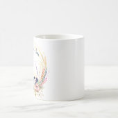 水彩の蝶と花のカスタムデザイン コーヒーマグカップ (中央)