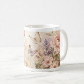 水彩の蝶と花柄のマグカップ コーヒーマグカップ (正面右)
