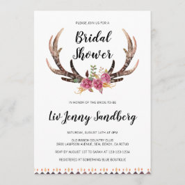 水彩の角 ボヘミアンティック カントリー ウェディング シャワー 招待状