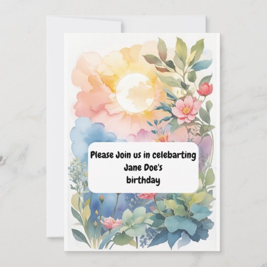水彩の誕生日の招待状 招待状 (正面)