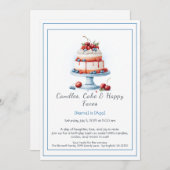 水彩の誕生日ケーキ招待状 - スイート 招待状 (正面/裏面)