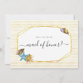 水彩の貝殻があなたをウェディングパーティーの仲間にしてくれる？ 招待状