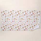 水彩の貝殻 ビーチタオル (正面)