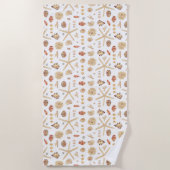 水彩の貝殻 ビーチタオル (正面)