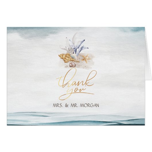 水彩の貝殻、海 (正面横)