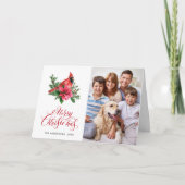 水彩の赤いカーディナルが描かれたクリスマスグリーティングカード2枚 シーズンカード (正面)