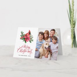 水彩の赤いカーディナルが描かれたクリスマスグリーティングカード2枚 シーズンカード