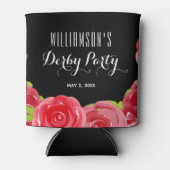 水彩の赤いバラのダービーパーティー 缶クーラー (正面)