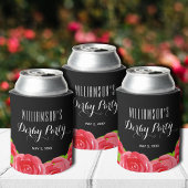 水彩の赤いバラのダービーパーティー 缶クーラー