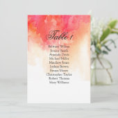 水彩の赤い結婚式の席次表。コーラルプラン 招待状 (スタンド正面)
