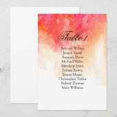 水彩の赤い結婚式の席次表。コーラルプラン 招待状 (正面/裏面)
