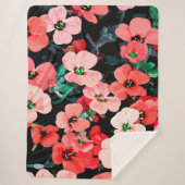 水彩の赤い花 シェルパブランケット (正面)