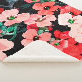 水彩の赤い花 シェルパブランケット (3/4)